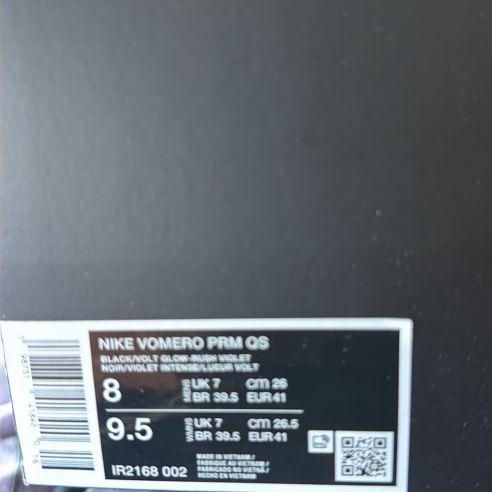 Nike Vomero Premium QS Black Violet Glow-Rush size M 8 wmns 9.5 BNWT - Picture 4 of 6